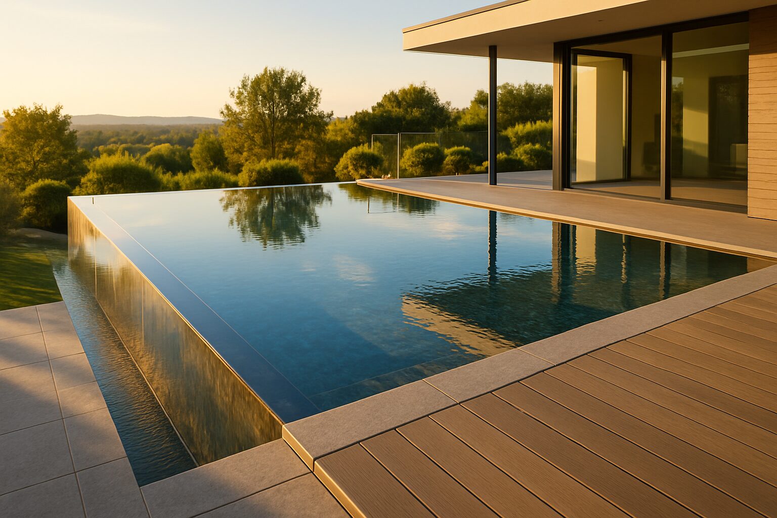 Vue panoramique d’une piscine miroir