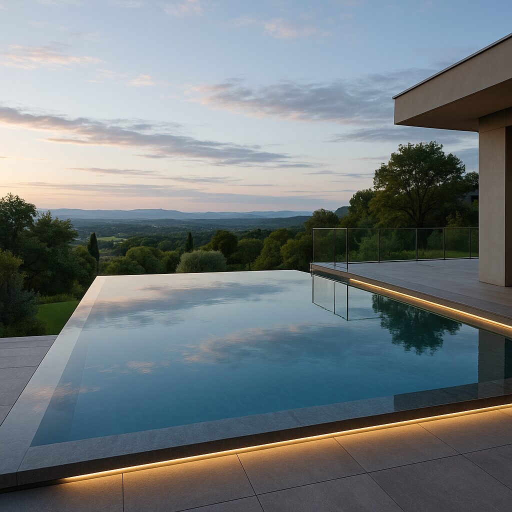 Bassin miroir en construction