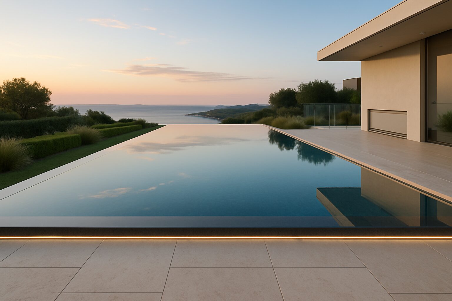 Piscine miroir à débordement